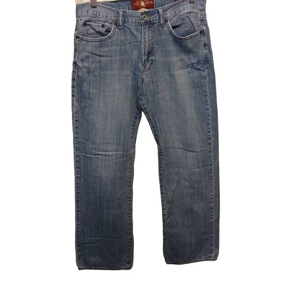 Lucky Brand Jeans Men's Size 32X30 Blue Five Pocket  Denim Riveted Medium Wash - Picture 1 of 7